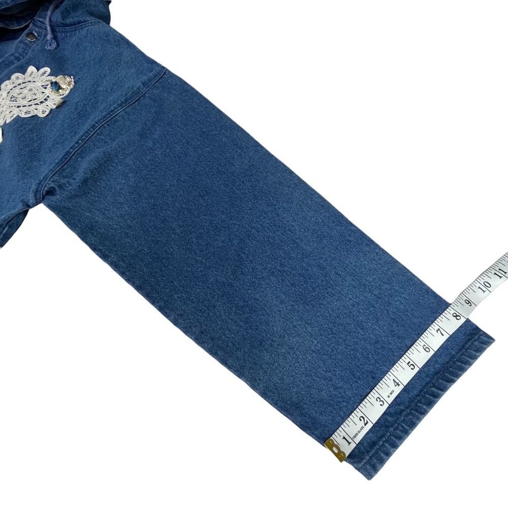 UNI‎ Code Denim Boho Whimsical Artsy Retro Embroidered Grandma Jacket Women Big - Picture 10 of 10